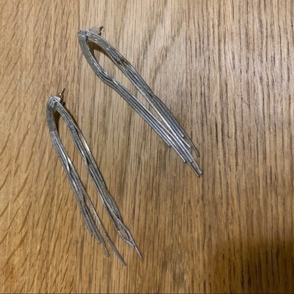 Faux Silver Dangle Earrings - Picture 2 of 5